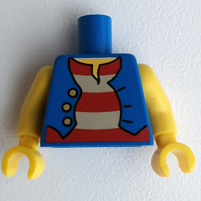 Torso Vest, Red and White Striped Undershirt Print, Yellow Arms and Hands Blau