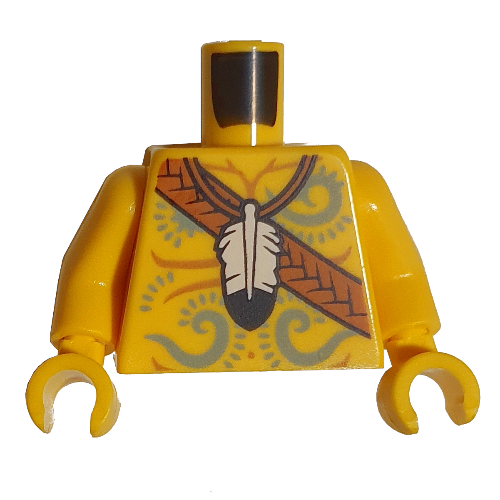 Torso Bare Chest, Sand Blue Decorations, Orange Belt, White Feather, Pouch print, Yellow Arms and Hands Yellow