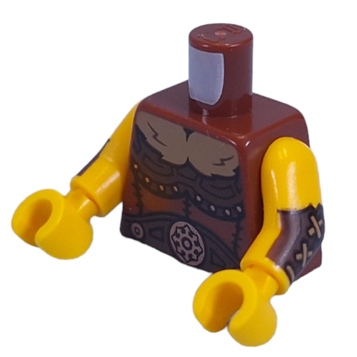 Torso, Barbarian Armor, Dark Brown Arm Protectors print, Yellow Arms and Hands Rotbraun
