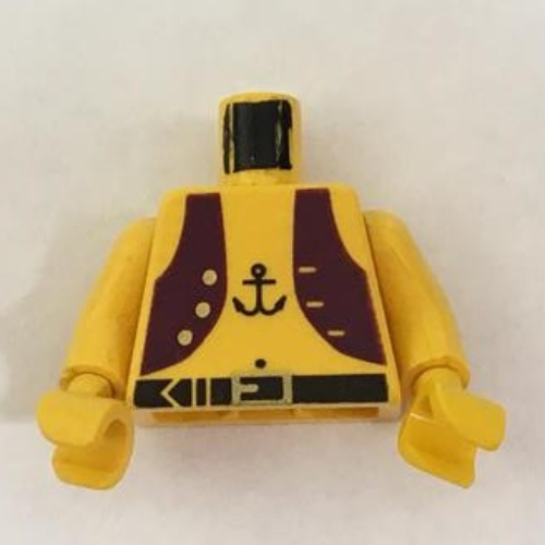 Torso Vest, Purple, Anchor Tattoo Print, Yellow Arms and Hands Yellow