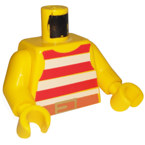 Torso Vest with Red and White Stripes with Gold Belt Buckle Print, Yellow Arms and Hands Gelb