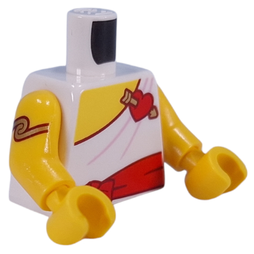 Torso, Toga, Red Sash with Bow, Red Heart with Gold Arrow, Gold Arm Brace print, Yellow Arms and Hands White