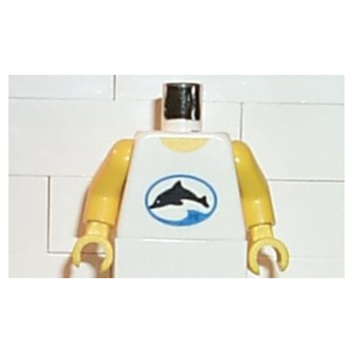 Torso Divers Dolphin Logo Print, Yellow Arms and Hands White