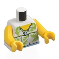 Torso Shirt, Lime Palm Leaves, Bright Blue Necklace print, Yellow Arms and Hands Weiß