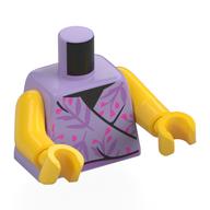 Torso, Tunic/Dress, Medium Lavender Leaves, Bright Pink Flowers print, Yellow Arms and Hands Lavender
