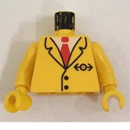 Torso Jacket with Train Logo and Tie Print, Yellow Arms and Hands Gelb