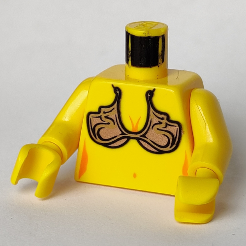Torso Bikini Top, Gold Ornate Print (Princess Leia Slave), Yellow Arms and Hands Gelb