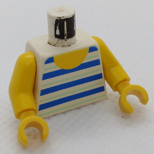 Torso Vest with Horizontal Blue/White Stripes Print, Yellow Arms and Hands White
