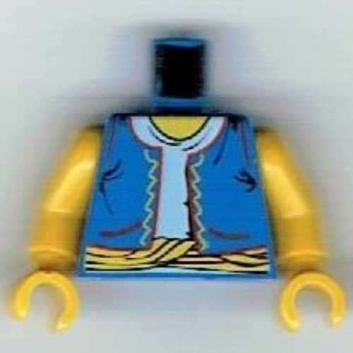 Torso Vest, Light Blue Shirt, Yellow Rope Belt Print, Yellow Arms and Hands Blau