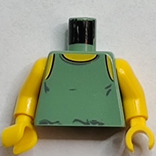 Torso Tank Top with Yellow Neck Print, Yellow Arms and Hands Sandgrün
