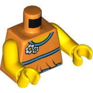 Torso Halter Top with Medium Blue Trim and Flowers Front / '2011 The LEGO Store Toronto, Canada' Print, Yellow Arms and Hands Orange