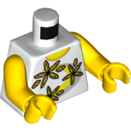 Torso Shirt 3 Flowers over Yellow and Silver Stripe / '2012 The LEGO Store Nashville, TN' on Back Print, Yellow Arms and Hands Weiß