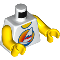 Torso Sailboat with Sunset Print, Yellow Arms and Hands Weiß