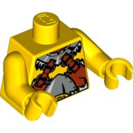 Torso Armour with Metal Collar and Belt, and Brown Straps Print, Yellow Arms and Hands Gelb