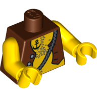 Torso Vest and Anchor Tattoo, Chest Hair Print, Yellow Arms and Hands Reddish Brown
