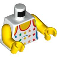 Torso Tank Top with Rainbow Stars Print, Yellow Arms and Hands Weiß