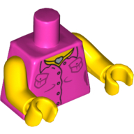 Torso Shirt, Heart Necklace Print, Yellow Arms and Hands Dark Pink