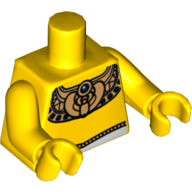 Torso Ancient Egyptian Golden Necklace and White Belt Print, Yellow Arms and Hands Yellow