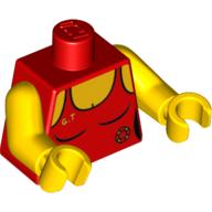 Torso Swimsuit with Lifeguard Ring and Yellow 'G.T' Print, Yellow Arms and Hands Red