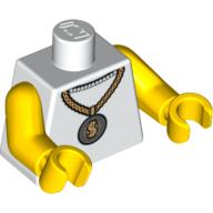 Torso Tank Top, Gold Medallion with Dollar Sign Print, Yellow Arms and Hands Weiß