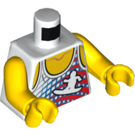 Torso Vest with Surfer Print, Yellow Arms and Hands White