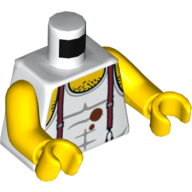 Torso Tank Top with Suspenders, Mud and Hairy Chest Print, Yellow Arms and Hands White
