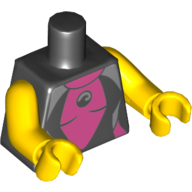 Torso Wetsuit with Dark Pink Panel Print, Yellow Arms and Hands Black