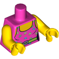 Torso Tank Top with Colorful Decorations Print (Eighties Style Gym Clothes), Yellow Arms and Hands Dark Pink