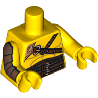 Torso Gladiator Armor with Leather Print, Yellow Arms and Hands with Gold Armor Print on Right Gelb