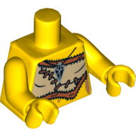 Torso Animal Skin Top with Black and Silver Amulet Print, Yellow Arms and Hands Gelb