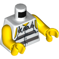 Torso Prison Shirt with Stripes and Torn Sleeves Print, Yellow Arms and Hands White