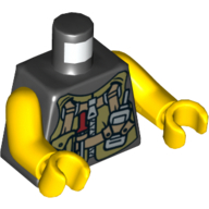 Torso Utility Vest with Pocket, Screwdriver and Radio Print, Yellow Arms and Hands Schwarz