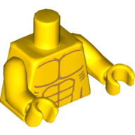 Torso Bare Chest with Muscles and Ribs Print, Yellow Arms and Hands Gelb