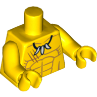 Torso Bare Chest with Muscles and Tooth Necklace Print, Yellow Arms and Hands Yellow