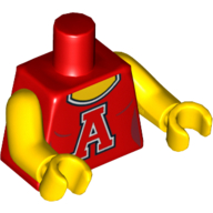 Torso Top with Scoop Neck and Red 'A' Print, Yellow Arms and Hands Red