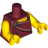 Torso Toga with Gold Clasp Print, Yellow Arms and Hands Dark Red