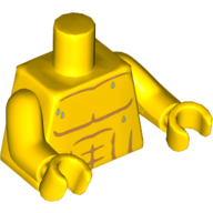 Torso Bare Chest with Muscles Outline and Drops of Sweat Print, Yellow Arms and Hands Yellow