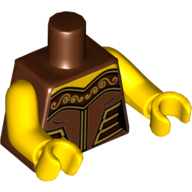 Torso Armour with Gold Decorations Print, Yellow Arms and Hands Rotbraun
