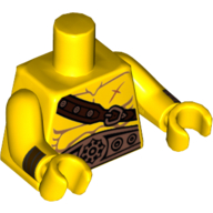 Torso Bare Chest with Muscles, Brown Shoulder Strap, Large Gold Belt Print, Yellow Arms and Hands with Cuffs Print Yellow