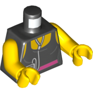 Torso Tank Top with Pink Belt and Music Player Print, Yellow Arms and Hands Black