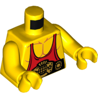 Torso Muscles with Red Tank Top and Belt Print, Yellow Arms and Hands Gelb