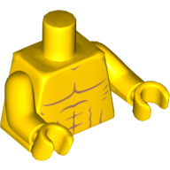 Torso Bare Chest with Muscles Outline, No Clavicles Print, Yellow Arms and Hands Gelb