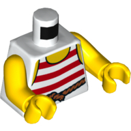 Torso Vest with Red Stripes with Rope Belt Print, Yellow Arms and Hands Weiß