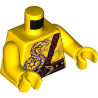 Torso Bare Chest Muscles, Purple Snake Tattoo, Snake Buckle, Shoulder Strap / Scar on Back Print, Yellow Arms and Hands Gelb
