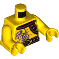 Torso Bare Chest, Muscles, Purple Snake Tattoos, Snake Buckle, Shoulder Strap Print, Yellow Arms and Hands Gelb