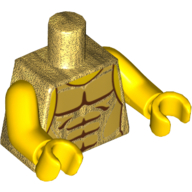 Torso Armor with Gold Plates with Muscles Outline Print, Yellow Arms and Hands Perlgold