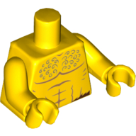 Torso Bare Chest with Curly Hair Print, Yellow Arms and Hands Yellow