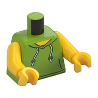 Torso Hoodie with White Drawstrings, and Front Pockets Print, Yellow Arms and Hands Lime