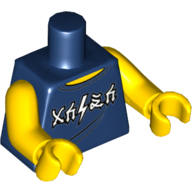Torso Vest Top, Ninjargon Characters (Lightning Bolt) / 'WORLD TOUR' 'SOLD OUT' '1985' on Back Print, Yellow Arms and Hands Dark Blue