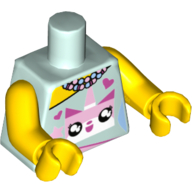 Torso Dress with Hearts and Stars, Beaded Necklace, Pink Unikitty Print, Yellow Arms and Hands Hellaqua